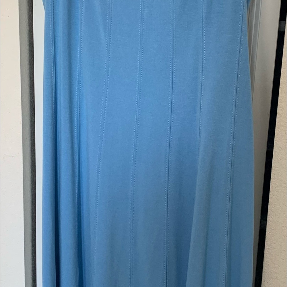 LOFT Fit & Flare Light Blue Ponte Knit MIDI Dress - Picture 3 of 9